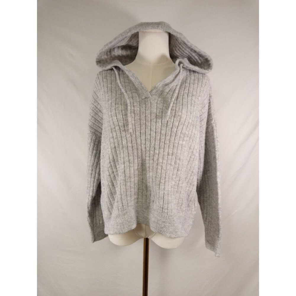 Lucky Brand Women's Gray V-Neck Hooded Cropped Sweater Size Medium - Picture 1 of 5